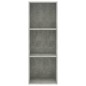 vidaXL Bücherregal 3 Fächer Betongrau 40x30x114 cm Holzwerkstoff vidaXL Bücherregal 3 Fächer Betongrau 40x30x114 cm Holzwerkstoff