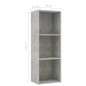 vidaXL Bücherregal 3 Fächer Betongrau 40x30x114 cm Holzwerkstoff vidaXL Bücherregal 3 Fächer Betongrau 40x30x114 cm Holzwerkstoff