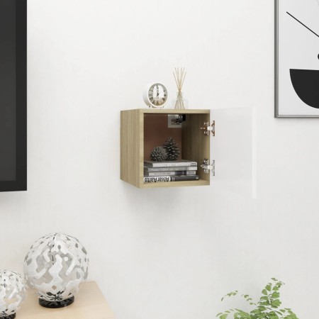 vidaXL TV-Wandschrank Weiß Sonoma-Eiche 30,5x30x30 cm