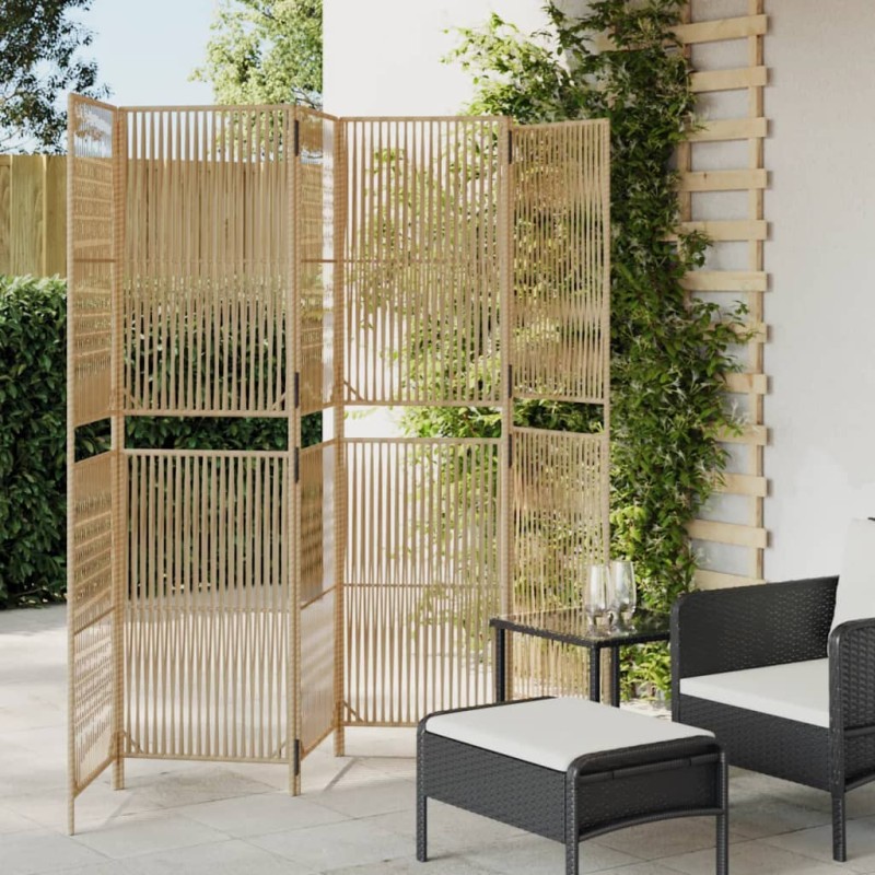 vidaXL Paravent 6-tlg. Beige Poly Rattan vidaXL Paravent 6-tlg. Beige Poly Rattan