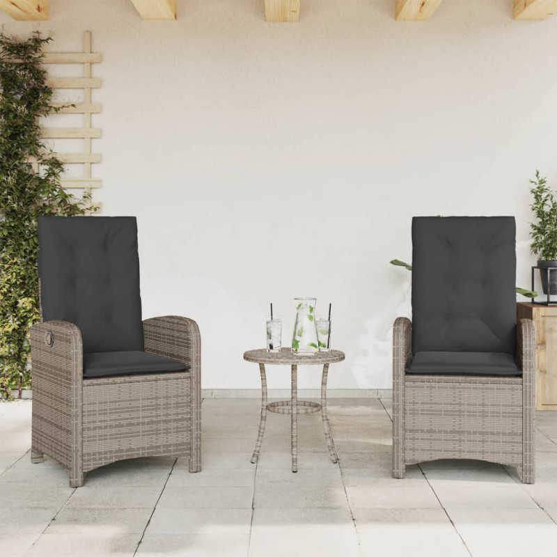 vidaXL Gartensessel mit Kissen 2 Stk. Verstellbar Grau Poly Rattan vidaXL Gartensessel mit Kissen 2 Stk. Verstellbar Grau Poly Rattan