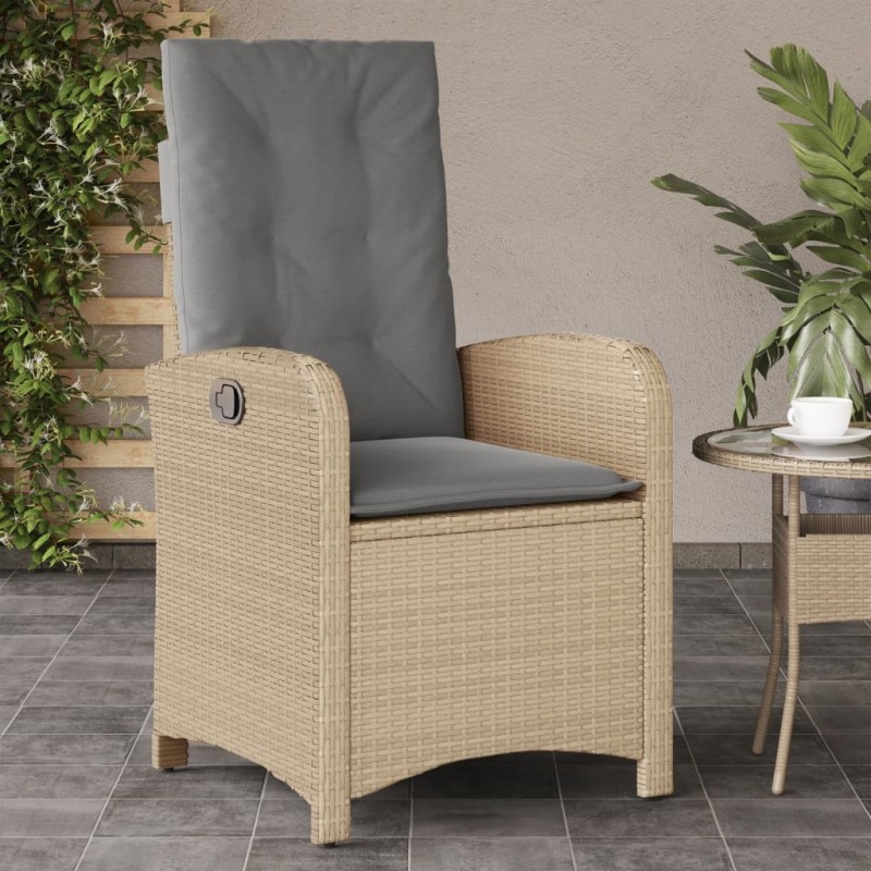 vidaXL Gartensessel mit Kissen Verstellbar Beigemischung Poly Rattan vidaXL Gartensessel mit Kissen Verstellbar Beigemischung Poly Rattan