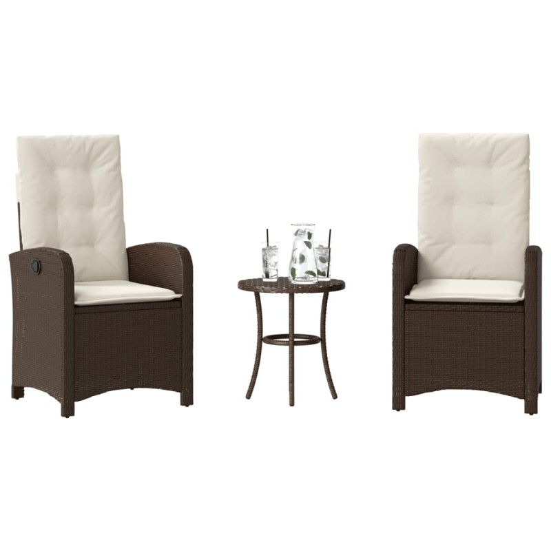 vidaXL 3-tlg. Bistro-Set mit Kissen Braun Poly Rattan vidaXL 3-tlg. Bistro-Set mit Kissen Braun Poly Rattan