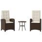 vidaXL 3-tlg. Bistro-Set mit Kissen Braun Poly Rattan vidaXL 3-tlg. Bistro-Set mit Kissen Braun Poly Rattan