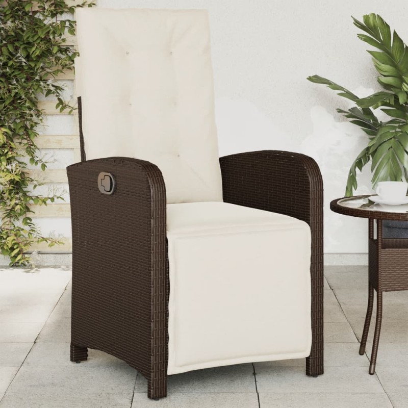 vidaXL Gartensessel mit Fußteil Verstellbar Braun Poly Rattan vidaXL Gartensessel mit Fußteil Verstellbar Braun Poly Rattan