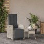 vidaXL Gartensessel mit Fußteil Verstellbar Hellgrau Poly Rattan vidaXL Gartensessel mit Fußteil Verstellbar Hellgrau Poly Rattan