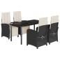 vidaXL 5-tlg. Garten-Essgruppe mit Kissen Schwarz Poly Rattan vidaXL 5-tlg. Garten-Essgruppe mit Kissen Schwarz Poly Rattan