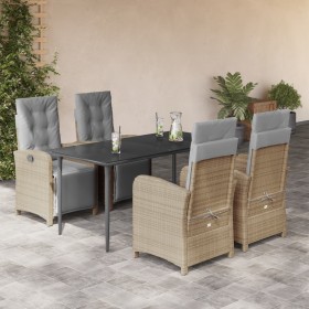 vidaXL 5-tlg. Garten-Essgruppe mit Kissen Beige Poly Rattan
