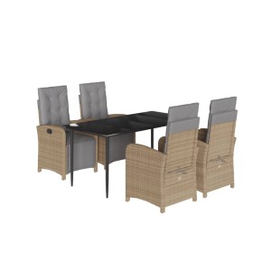 vidaXL 5-tlg. Garten-Essgruppe mit Kissen Beige Poly Rattan