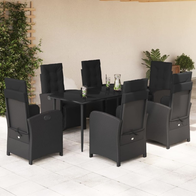 vidaXL 7-tlg. Garten-Essgruppe mit Kissen Schwarz Poly Rattan vidaXL 7-tlg. Garten-Essgruppe mit Kissen Schwarz Poly Rattan