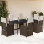 vidaXL 7-tlg. Garten-Essgruppe mit Kissen Braun Poly Rattan vidaXL 7-tlg. Garten-Essgruppe mit Kissen Braun Poly Rattan
