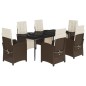vidaXL 7-tlg. Garten-Essgruppe mit Kissen Braun Poly Rattan vidaXL 7-tlg. Garten-Essgruppe mit Kissen Braun Poly Rattan