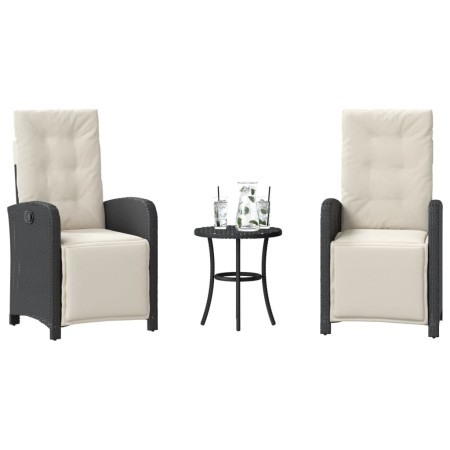 vidaXL 3-tlg. Bistro-Set mit Kissen Schwarz Poly Rattan