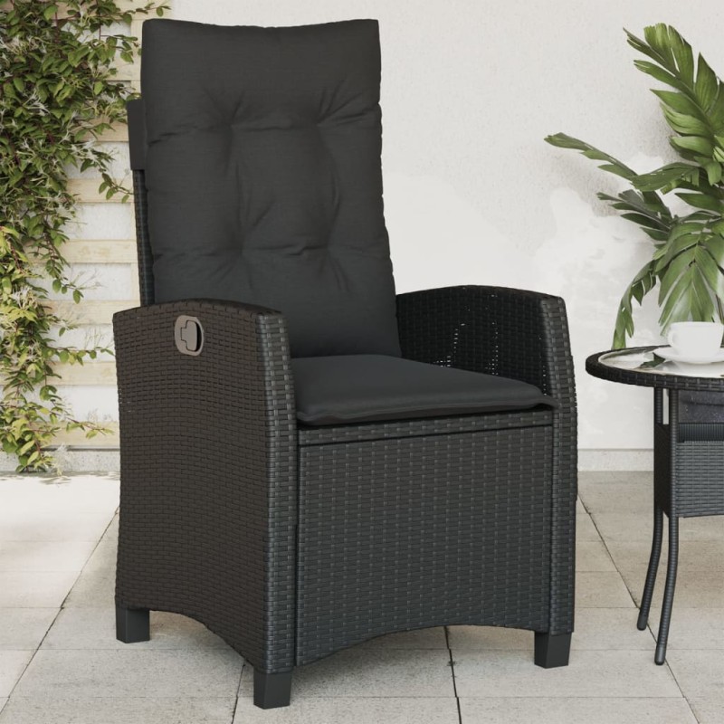vidaXL Gartensessel Verstellbar mit Kissen Schwarz Poly Rattan vidaXL Gartensessel Verstellbar mit Kissen Schwarz Poly Rattan