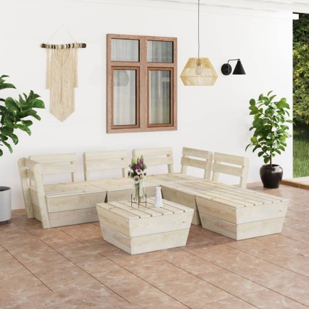 vidaXL 6-tlg. Garten-Paletten-Lounge-Set Imprägniertes Fichtenholz