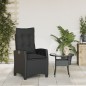 vidaXL Gartensessel Verstellbar mit Kissen Schwarz Poly Rattan vidaXL Gartensessel Verstellbar mit Kissen Schwarz Poly Rattan