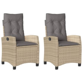vidaXL Gartensessel Kissen 2Stk. Verstellbar Beigemischung Poly Rattan