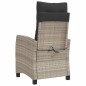 vidaXL Gartensessel mit Kissen Verstellbar Hellgrau Poly Rattan vidaXL Gartensessel mit Kissen Verstellbar Hellgrau Poly Rattan