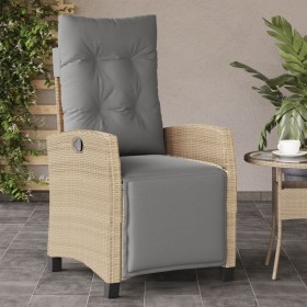 vidaXL Gartensessel mit Fußteil Verstellbar Beigemischung Poly Rattan