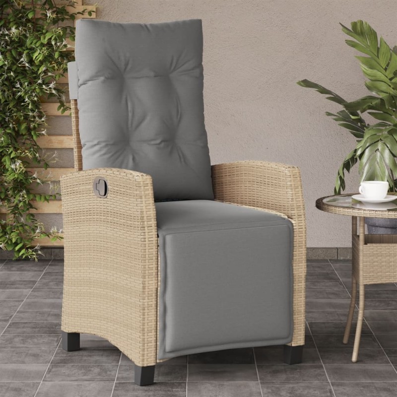 vidaXL Gartensessel mit Fußteil Verstellbar Beigemischung Poly Rattan vidaXL Gartensessel mit Fußteil Verstellbar Beigemischung Poly Rattan