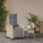 vidaXL Gartensessel mit Fußteil Verstellbar Beigemischung Poly Rattan vidaXL Gartensessel mit Fußteil Verstellbar Beigemischung Poly Rattan