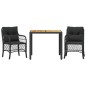 vidaXL 3-tlg. Bistro-Set mit Kissen Schwarz Poly Rattan vidaXL 3-tlg. Bistro-Set mit Kissen Schwarz Poly Rattan