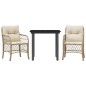 vidaXL 3-tlg. Bistro-Set mit Kissen Beige Poly Rattan vidaXL 3-tlg. Bistro-Set mit Kissen Beige Poly Rattan