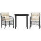 vidaXL 3-tlg. Bistro-Set mit Kissen Schwarz Poly Rattan vidaXL 3-tlg. Bistro-Set mit Kissen Schwarz Poly Rattan