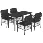 vidaXL 5-tlg. Garten-Essgruppe mit Kissen Schwarz Poly Rattan vidaXL 5-tlg. Garten-Essgruppe mit Kissen Schwarz Poly Rattan