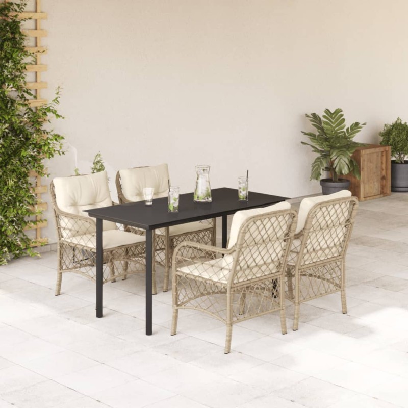 vidaXL 5-tlg. Garten-Essgruppe mit Kissen Beige Poly Rattan vidaXL 5-tlg. Garten-Essgruppe mit Kissen Beige Poly Rattan