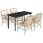 vidaXL 5-tlg. Garten-Essgruppe mit Kissen Beige Poly Rattan vidaXL 5-tlg. Garten-Essgruppe mit Kissen Beige Poly Rattan