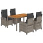 vidaXL 5-tlg. Garten-Essgruppe mit Kissen Grau Poly Rattan vidaXL 5-tlg. Garten-Essgruppe mit Kissen Grau Poly Rattan