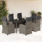 vidaXL 7-tlg. Garten-Essgruppe mit Kissen Grau Poly Rattan vidaXL 7-tlg. Garten-Essgruppe mit Kissen Grau Poly Rattan