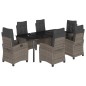 vidaXL 7-tlg. Garten-Essgruppe mit Kissen Grau Poly Rattan vidaXL 7-tlg. Garten-Essgruppe mit Kissen Grau Poly Rattan