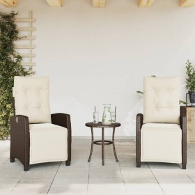 vidaXL Gartensessel mit Fußteil 2 Stk. Verstellbar Braun Poly Rattan