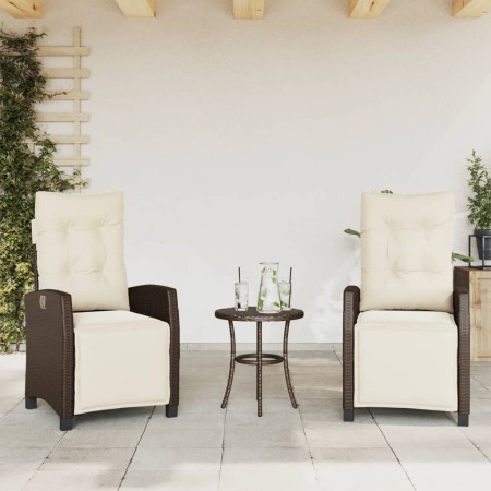 vidaXL Gartensessel mit Fußteil 2 Stk. Verstellbar Braun Poly Rattan