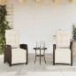 vidaXL Gartensessel mit Fußteil 2 Stk. Verstellbar Braun Poly Rattan