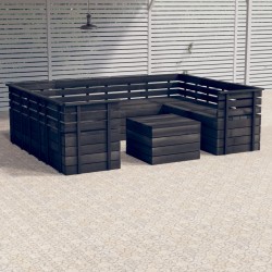 vidaXL 9-tlg. Garten-Sofagarnitur aus Paletten Kiefernholz Dunkelgrau