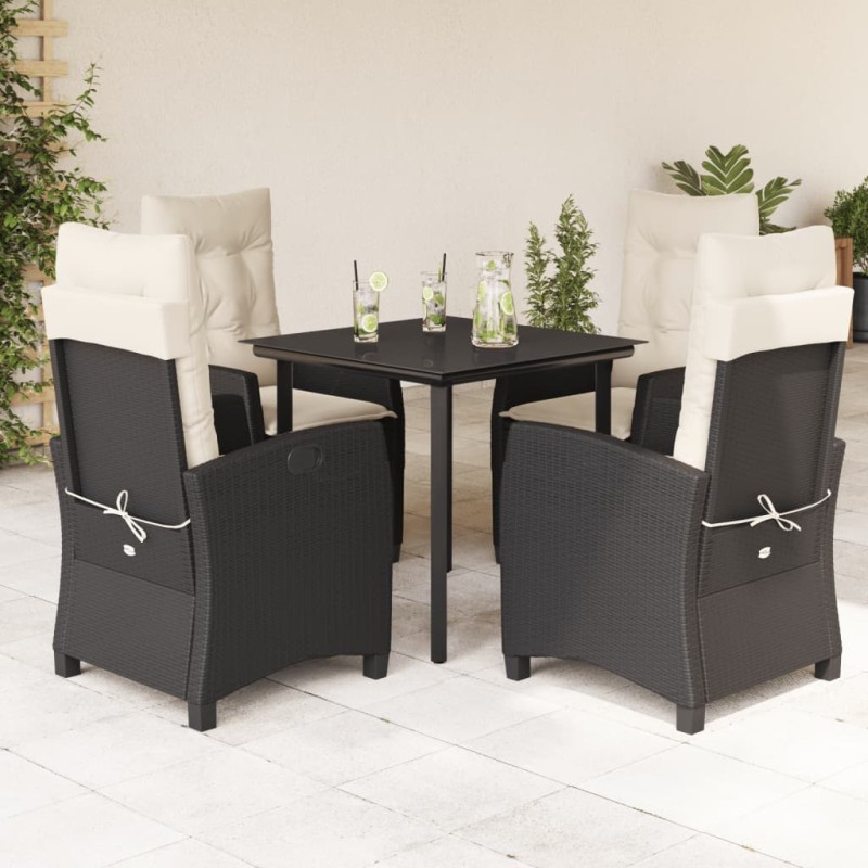 vidaXL 5-tlg. Garten-Essgruppe mit Kissen Schwarz Poly Rattan vidaXL 5-tlg. Garten-Essgruppe mit Kissen Schwarz Poly Rattan