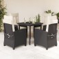 vidaXL 5-tlg. Garten-Essgruppe mit Kissen Schwarz Poly Rattan vidaXL 5-tlg. Garten-Essgruppe mit Kissen Schwarz Poly Rattan