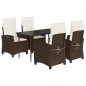 vidaXL 5-tlg. Garten-Essgruppe mit Kissen Braun Poly Rattan vidaXL 5-tlg. Garten-Essgruppe mit Kissen Braun Poly Rattan