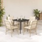 vidaXL 5-tlg. Garten-Essgruppe mit Kissen Beige Poly Rattan vidaXL 5-tlg. Garten-Essgruppe mit Kissen Beige Poly Rattan