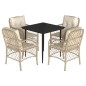 vidaXL 5-tlg. Garten-Essgruppe mit Kissen Beige Poly Rattan vidaXL 5-tlg. Garten-Essgruppe mit Kissen Beige Poly Rattan