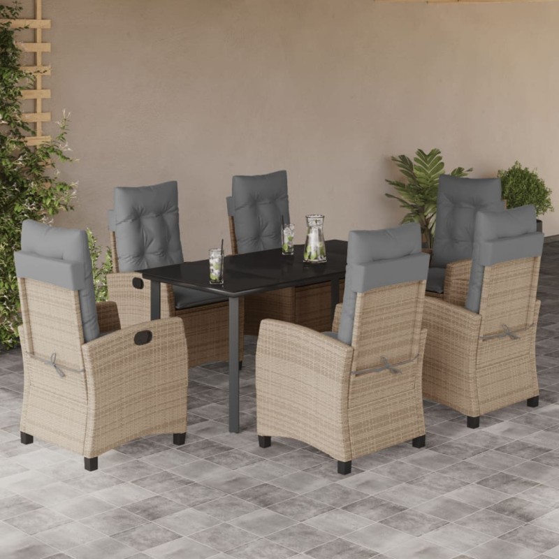 vidaXL 7-tlg. Garten-Essgruppe mit Kissen Beigemischung Poly Rattan vidaXL 7-tlg. Garten-Essgruppe mit Kissen Beigemischung Poly Rattan