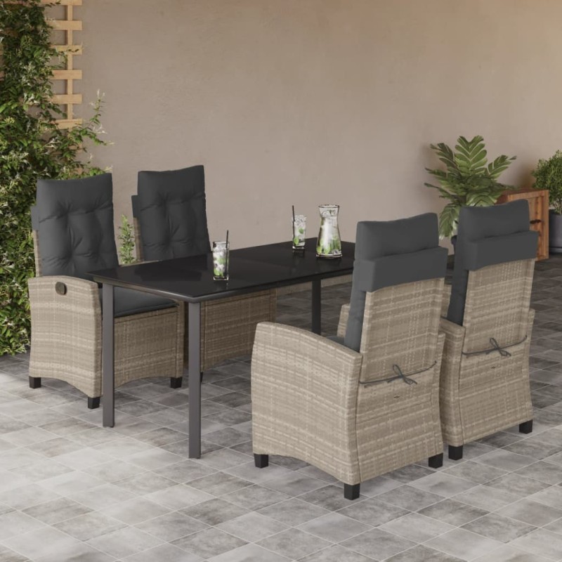 vidaXL 5-tlg. Garten-Essgruppe mit Kissen Hellgrau Poly Rattan vidaXL 5-tlg. Garten-Essgruppe mit Kissen Hellgrau Poly Rattan