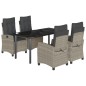vidaXL 5-tlg. Garten-Essgruppe mit Kissen Hellgrau Poly Rattan vidaXL 5-tlg. Garten-Essgruppe mit Kissen Hellgrau Poly Rattan