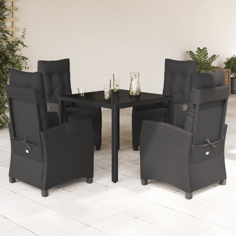 vidaXL 5-tlg. Garten-Essgruppe mit Kissen Schwarz Poly Rattan vidaXL 5-tlg. Garten-Essgruppe mit Kissen Schwarz Poly Rattan