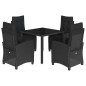 vidaXL 5-tlg. Garten-Essgruppe mit Kissen Schwarz Poly Rattan vidaXL 5-tlg. Garten-Essgruppe mit Kissen Schwarz Poly Rattan
