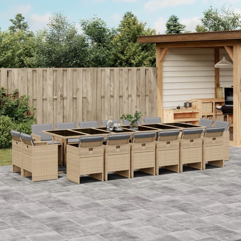 vidaXL 17-tlg. Garten-Essgruppe mit Kissen Beigemischung Poly Rattan vidaXL 17-tlg. Garten-Essgruppe mit Kissen Beigemischung Poly Rattan