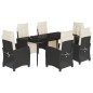 vidaXL 7-tlg. Garten-Essgruppe mit Kissen Schwarz Poly Rattan vidaXL 7-tlg. Garten-Essgruppe mit Kissen Schwarz Poly Rattan